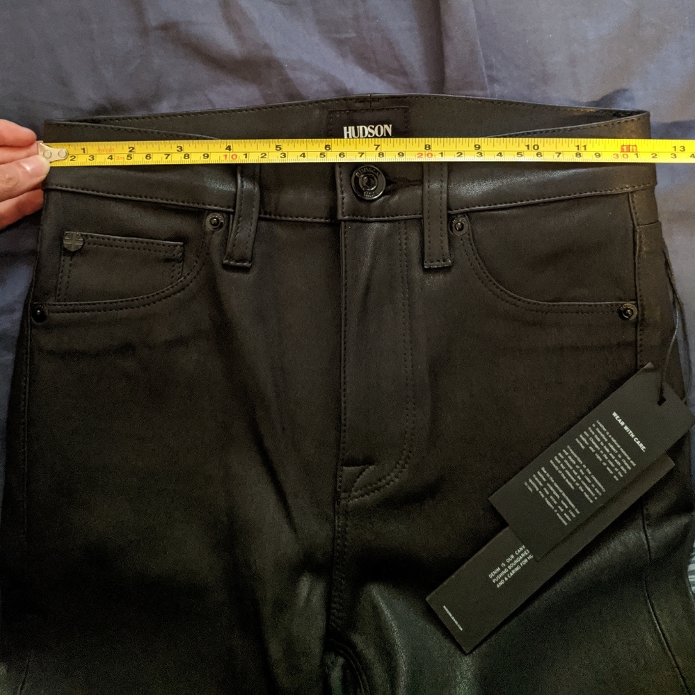 Hudson Barbara Stretch Leather Jeans Pants Black - Picture 3 of 8